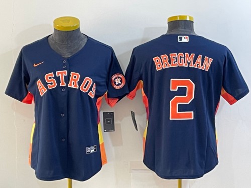 Women's Houston Astros #2 Alex Bregman Navy With Patch Cool Base Stitched Baseball Jersey(Run Small)